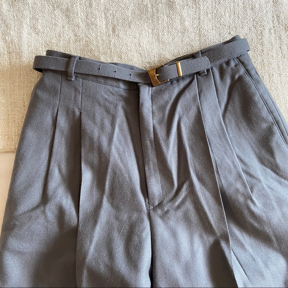 VINTAGE Wool Belted Pleated Trousers -Waist 25